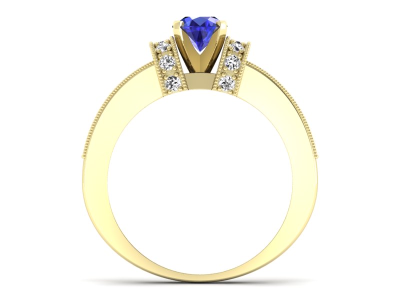 Złoty pierścionek z szafirem i diamentami - 1179zszc - 2