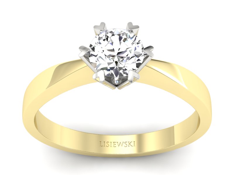 Pierścionek białe żółte złoto z brylantem - 1197br_VS_G - 1