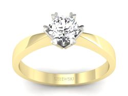 Pierścionek białe żółte złoto z brylantem - 1197br_VS_G