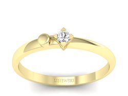 Złoty pierścionek z brylantem żółte złoto - 1260z