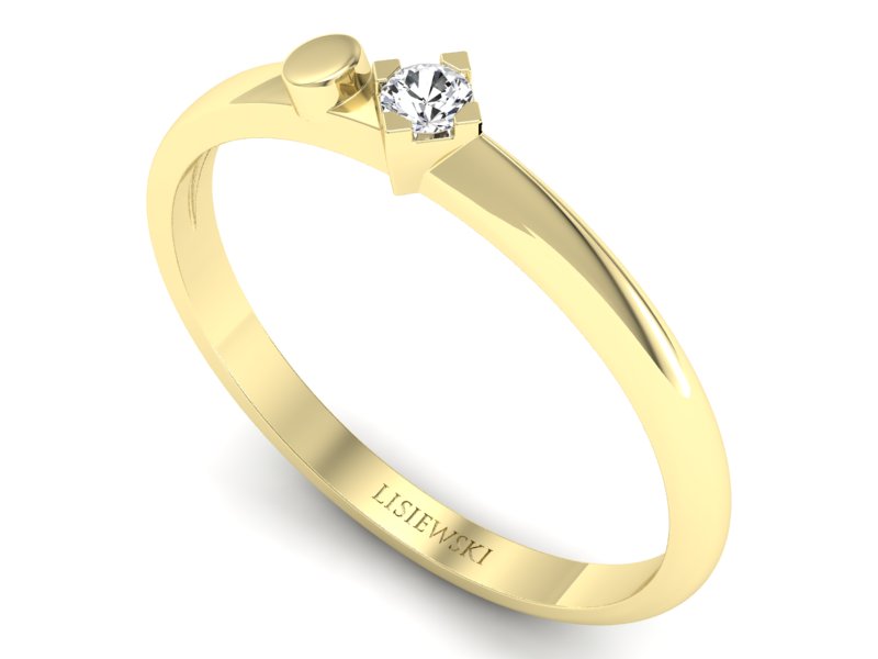 Złoty pierścionek z brylantem żółte złoto - 1260z - 3