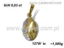 Wisiorek z brylantem z żółtego i białego złota - 127w_br