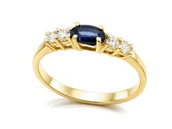 Złoty pierścionek z szafirem i brylantami - 14szbr