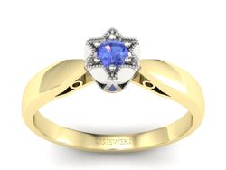 Pierścionek z tanzanitem żółte i białe złoto - 16003zbt