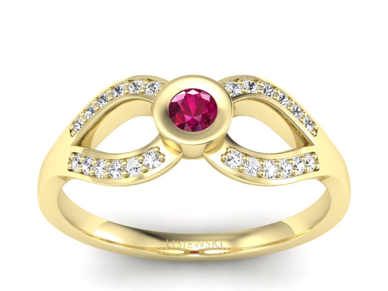 Pierścionek z rubinem i brylantami promocja - 1749skW_pro - 1