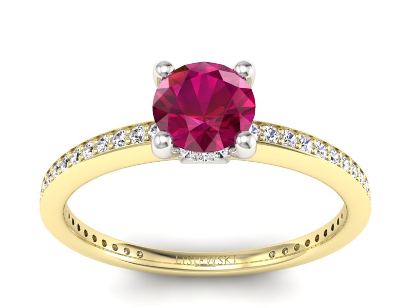 Złoty Pierścionek z rubinem z brylantami - 1811skW_pro - 1