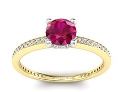 Złoty Pierścionek z rubinem z brylantami - 1811skW_pro