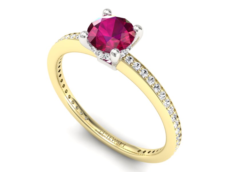 Złoty Pierścionek z rubinem z brylantami - 1811skW_pro - 3