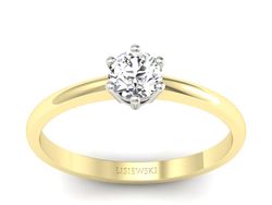 Pierścionek z diamentem żółte i białe złoto 585 - 20003zb