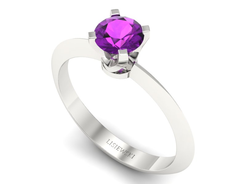 Złoty pierścionek z ametystem białe złoto - 20026bat - 3