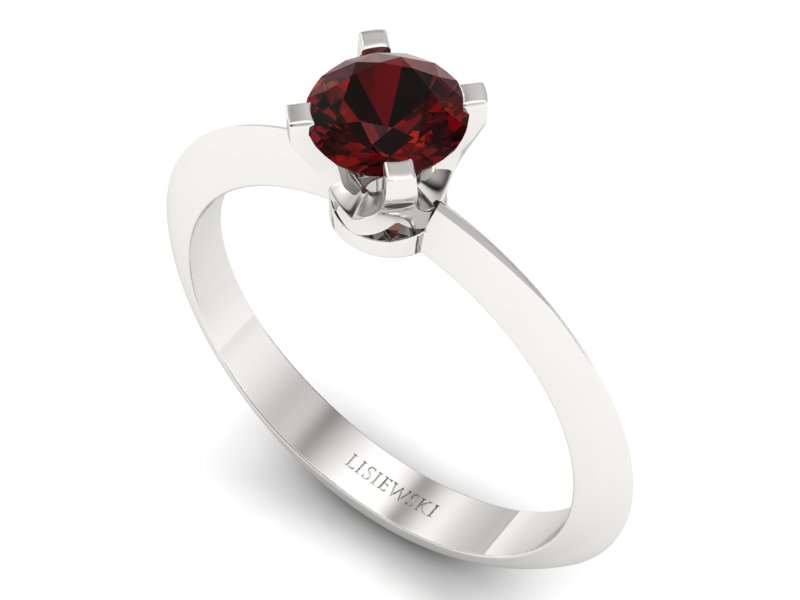 Złoty pierścionek z granatem białe złoto - 20026bgr - 3