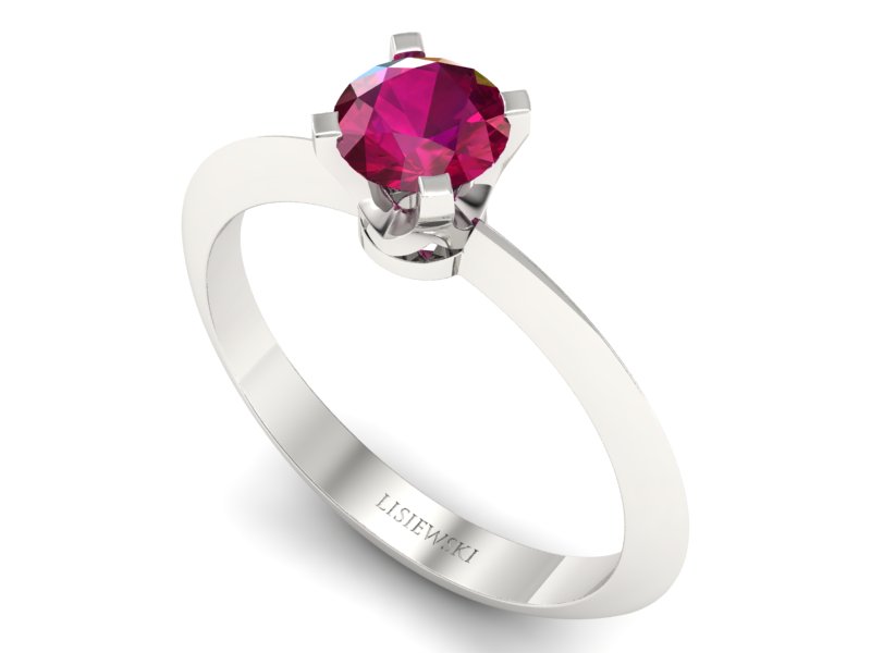 Złoty pierścionek z rubinem białe złoto - 20026br - 3