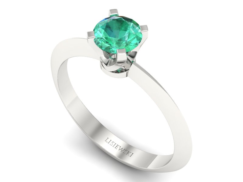 Złoty pierścionek ze szmaragdem białe złoto - 20026bsm - 3