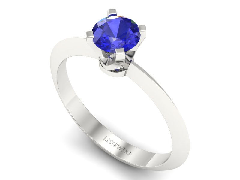 Złoty pierścionek z szafirem białe złoto - 20026bszc - 3