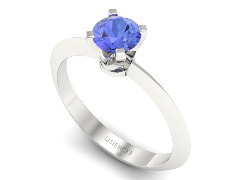 Złoty pierścionek z tanzanitem białe złoto - 20026bt - 3
