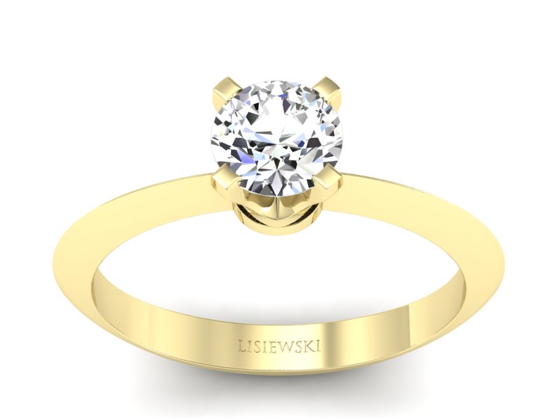 Złoty pierścionek z brylantem żółte złoto - 20026z - 1