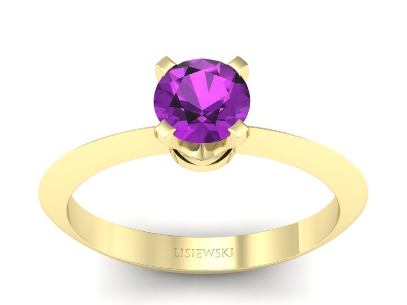 Złoty pierścionek z ametystem żółte złoto - 20026zat - 1