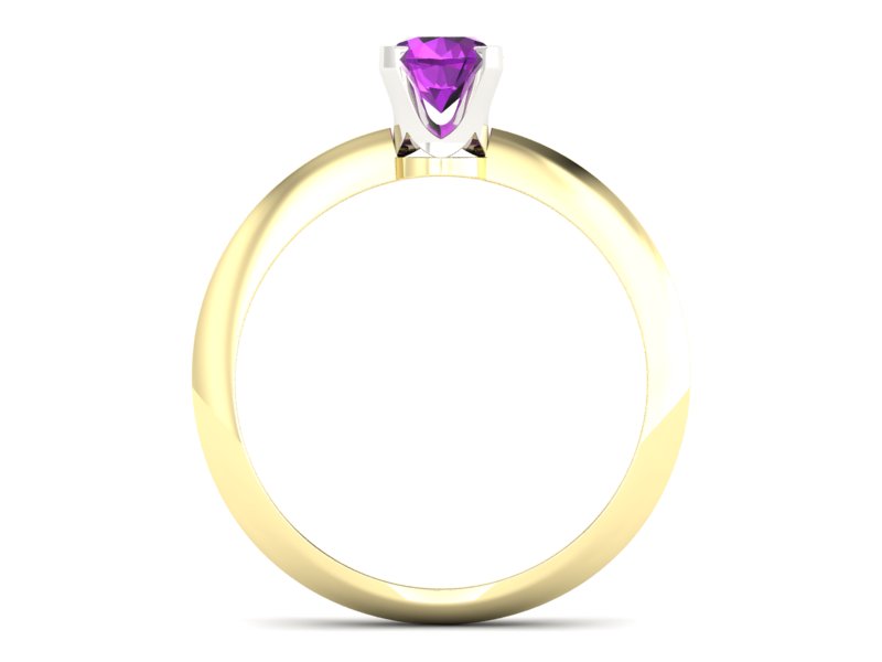 Pierścionek żółte i białe złoto z ametystem - 20026zbat - 2
