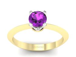 Pierścionek żółte i białe złoto z ametystem - 20026zbat