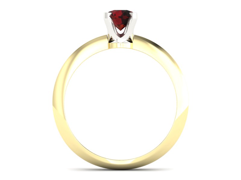 Pierścionek z granatem żółte i białe złoto - 20026zbgr - 2