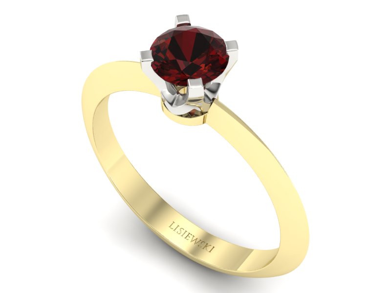 Pierścionek z granatem żółte i białe złoto - 20026zbgr - 3