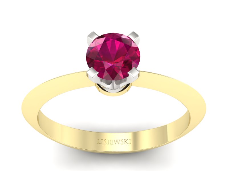 Pierścionek z rubinem z żółtego i białego złota - 20026zbr - 1