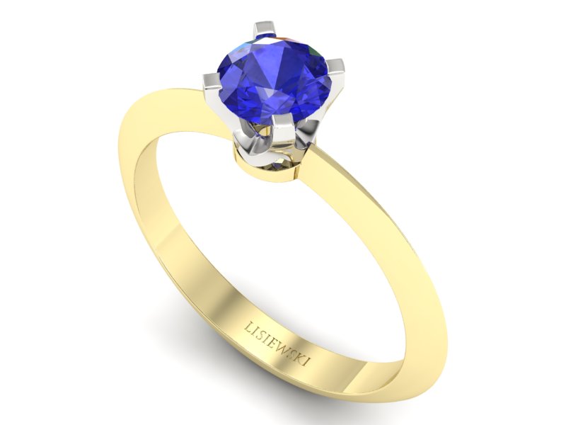 Pierścionek z szafirem żółte i białe złoto - 20026zbszc - 3