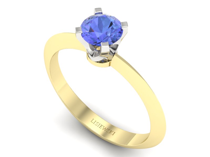 Pierścionek z tanzanitem żółte i białe złoto - 20026zbt - 3