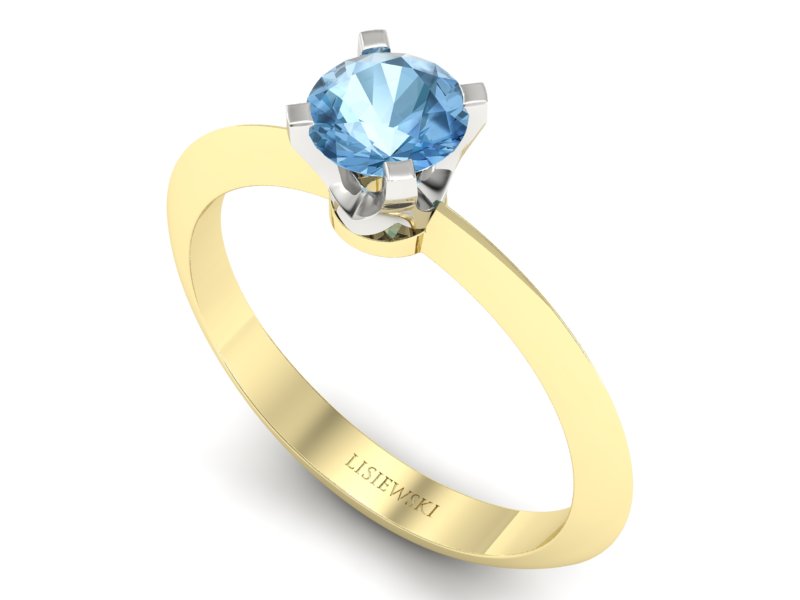 Pierścionek z topazem żółte i białe złoto - 20026zbtp - 3