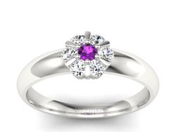 Złoty pierścionek z ametystem i brylantami - 20033bam