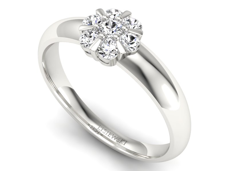 Pierścionek zaręczynowy z brylantami białe złoto - 20033bbr - 3