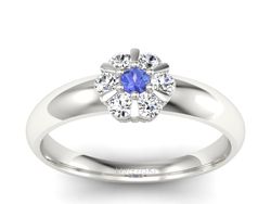 Pierścionek z tanzanitem białe złoto i brylantami - 20033bt