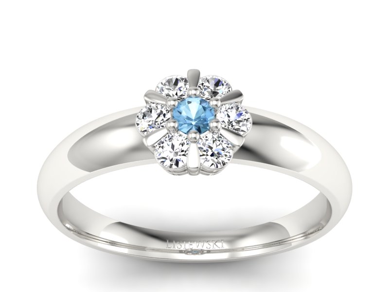Pierścionek z topazem i brylantami białe złoto - 20033btp - 1