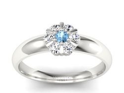 Pierścionek z topazem i brylantami białe złoto - 20033btp