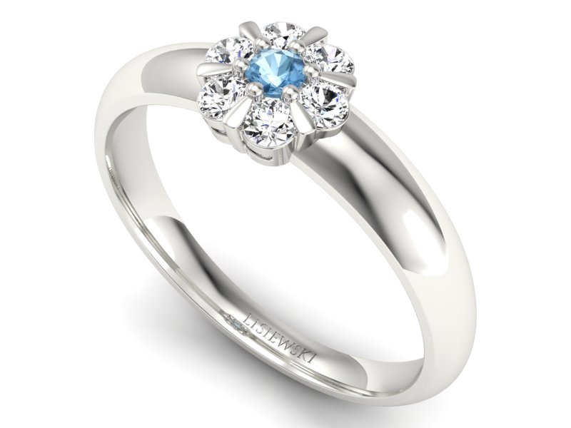 Pierścionek z topazem i brylantami białe złoto - 20033btp - 3