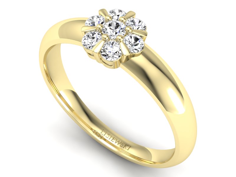 Złoty pierścionek z brylantami żółte złoto - 20033z_VS