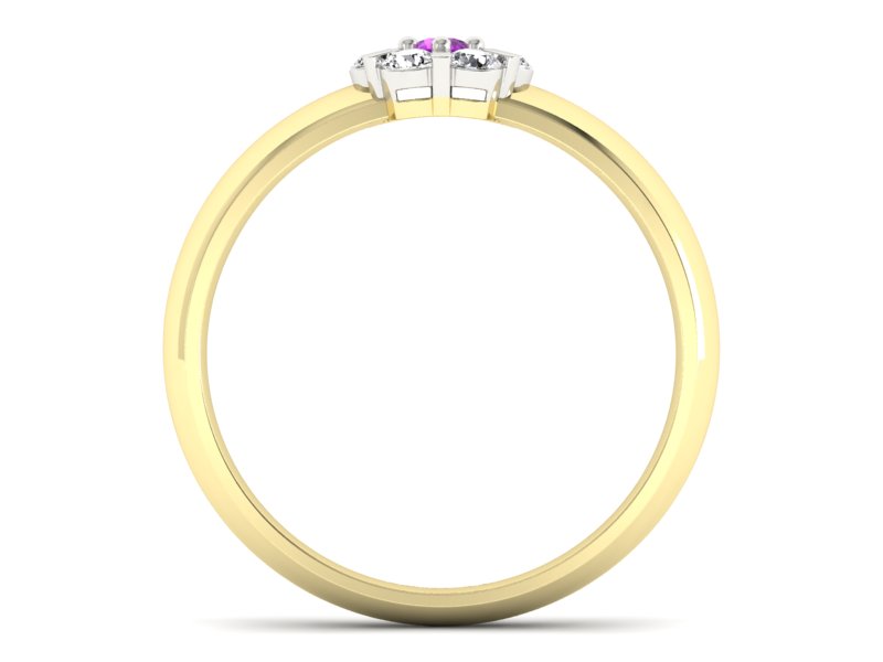 Złoty pierścionek z ametystem i brylantami - 20033zbam - 2