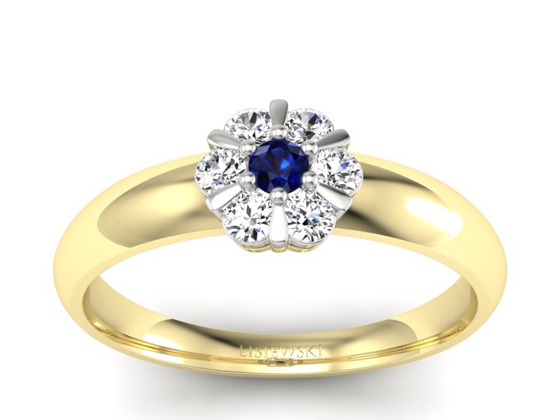 Złoty pierścionek z szafirem i brylantami - 20033zbsz1 - 1