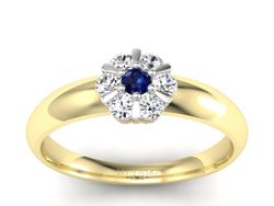 Złoty pierścionek z szafirem i brylantami - 20033zbsz1