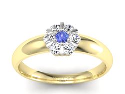 Złoty pierścionek z tanzanitem i brylantami - 20033zbt