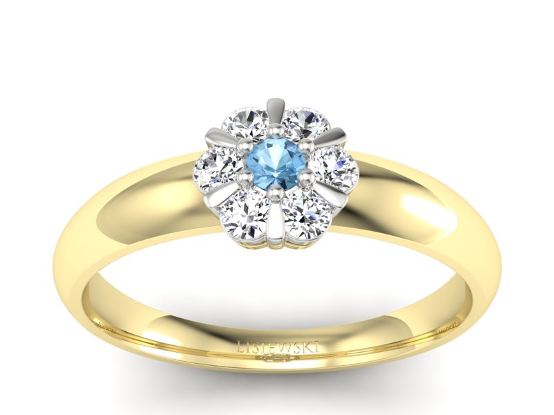 Złoty pierścionek z topazem i brylantami - 20033zbtp - 1