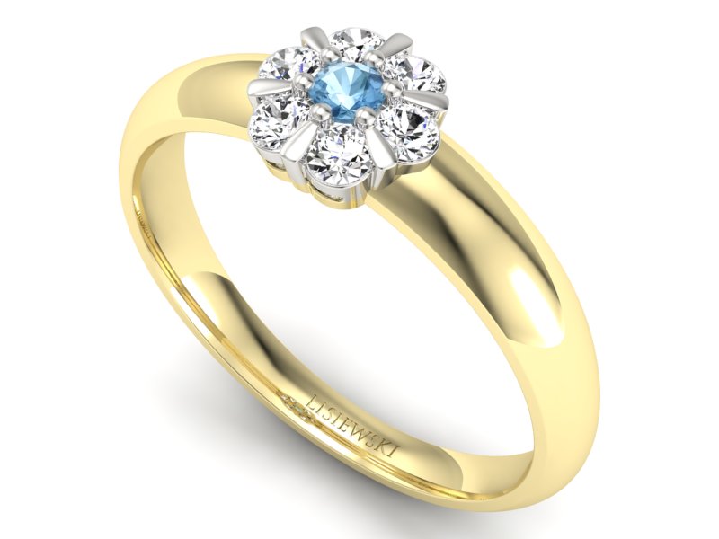 Złoty pierścionek z topazem i brylantami - 20033zbtp - 3