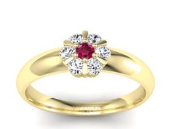 Złoty pierścionek z rubinem i brylantami - 20033zr1