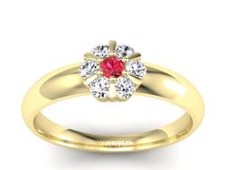 Złoty pierścionek z rubinem i brylantami - 20033zr2