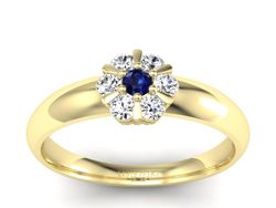 Złoty pierścionek z szafirem i brylantami - 20033zsz1