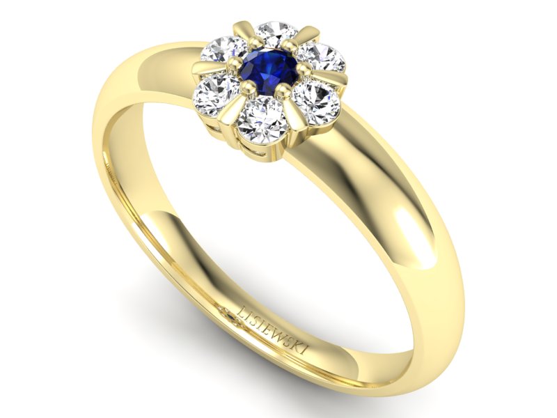 Złoty pierścionek z szafirem i brylantami - 20033zsz1 - 3