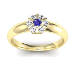 Złoty pierścionek z szafirem i brylantami - 20033zsz2