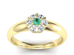 Złoty pierścionek ze szmaragdem i brylantami - 20033zszm