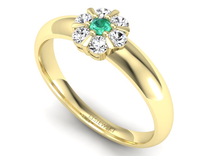 Złoty pierścionek ze szmaragdem i brylantami - 20033zszm - 3