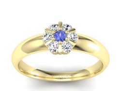 Złoty pierścionek z tanzanitem i brylantami - 20033zt